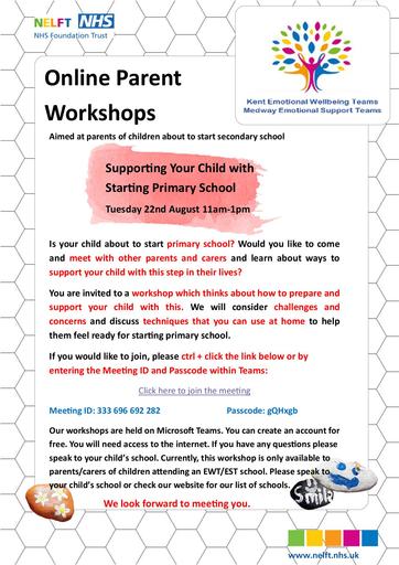 Starting Primary School workshop (22 August 2023)