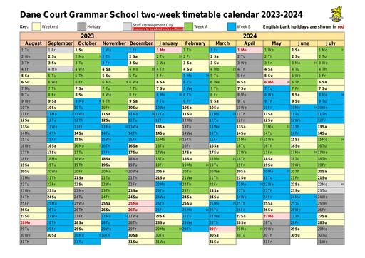 DCGS academic calendar 2023 2024 landscape A4